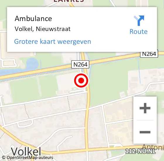 Locatie op kaart van de 112 melding: Ambulance Volkel, Nieuwstraat op 27 oktober 2019 16:26