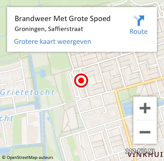 Locatie op kaart van de 112 melding: Brandweer Met Grote Spoed Naar Groningen, Saffierstraat op 27 oktober 2019 18:54