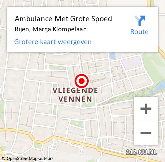 Locatie op kaart van de 112 melding: Ambulance Met Grote Spoed Naar Rijen, Marga Klompelaan op 27 oktober 2019 19:45