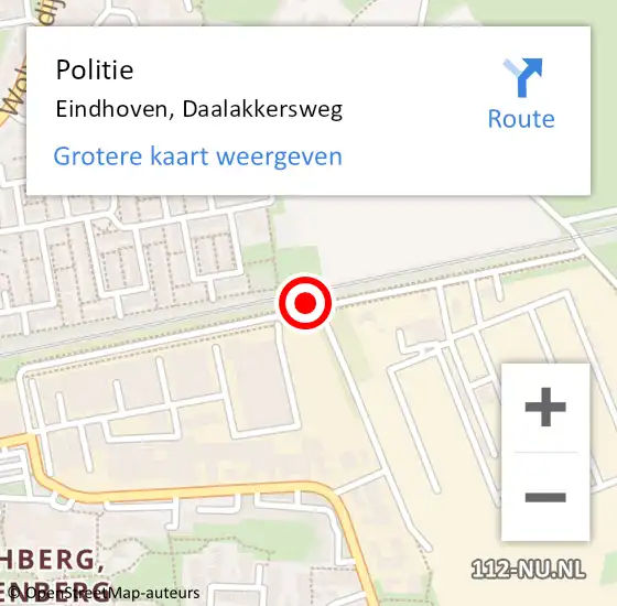 Locatie op kaart van de 112 melding: Politie Eindhoven, Daalakkersweg op 27 oktober 2019 20:43