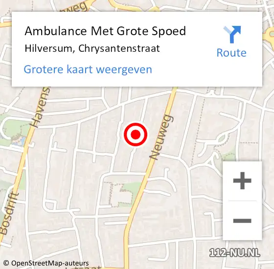 Locatie op kaart van de 112 melding: Ambulance Met Grote Spoed Naar Hilversum, Chrysantenstraat op 17 april 2014 22:43