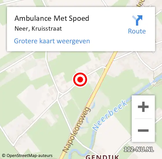 Locatie op kaart van de 112 melding: Ambulance Met Spoed Naar Neer, Kruisstraat op 27 oktober 2019 21:58