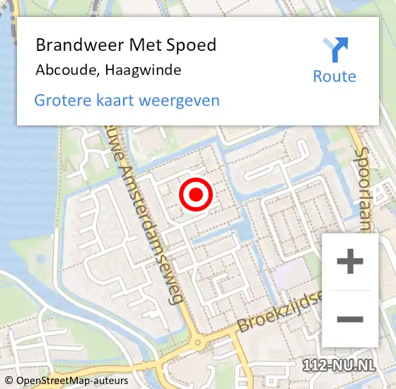 Locatie op kaart van de 112 melding: Brandweer Met Spoed Naar Abcoude, Haagwinde op 27 oktober 2019 22:08