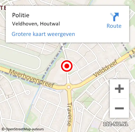 Locatie op kaart van de 112 melding: Politie Veldhoven, Houtwal op 27 oktober 2019 22:16