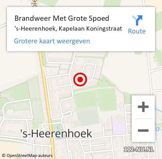 Locatie op kaart van de 112 melding: Brandweer Met Grote Spoed Naar 's-Heerenhoek, Kapelaan Koningstraat op 27 oktober 2019 23:46