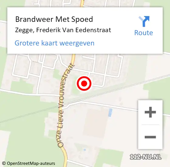 Locatie op kaart van de 112 melding: Brandweer Met Spoed Naar Zegge, Frederik Van Eedenstraat op 17 april 2014 23:14