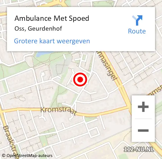 Locatie op kaart van de 112 melding: Ambulance Met Spoed Naar Oss, Geurdenhof op 28 oktober 2019 06:14