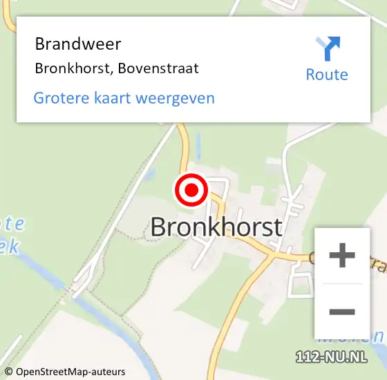 Locatie op kaart van de 112 melding: Brandweer Bronkhorst, Bovenstraat op 28 oktober 2019 07:20