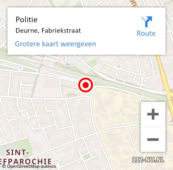 Locatie op kaart van de 112 melding: Politie Deurne, Fabriekstraat op 28 oktober 2019 09:11