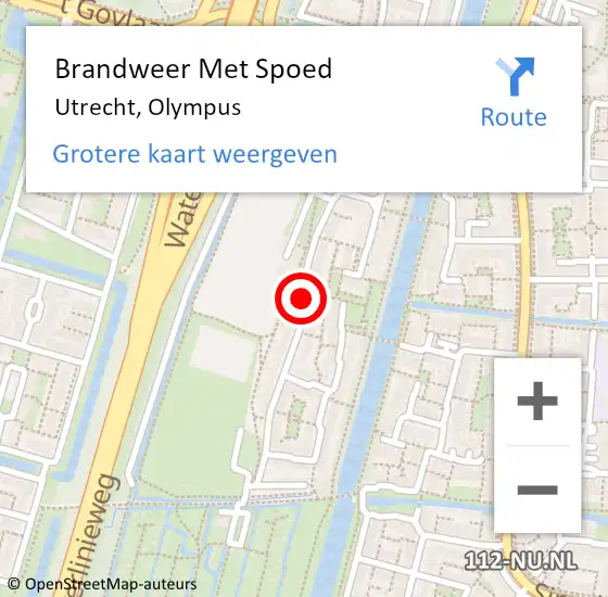 Locatie op kaart van de 112 melding: Brandweer Met Spoed Naar Utrecht, Olympus op 28 oktober 2019 09:18