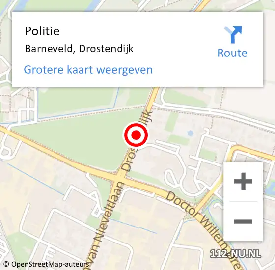 Locatie op kaart van de 112 melding: Politie Barneveld, Drostendijk op 18 april 2014 00:07