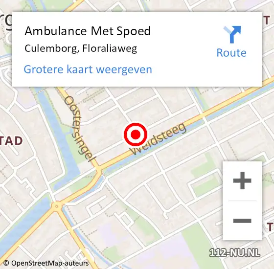 Locatie op kaart van de 112 melding: Ambulance Met Spoed Naar Culemborg, Floraliaweg op 28 oktober 2019 10:29