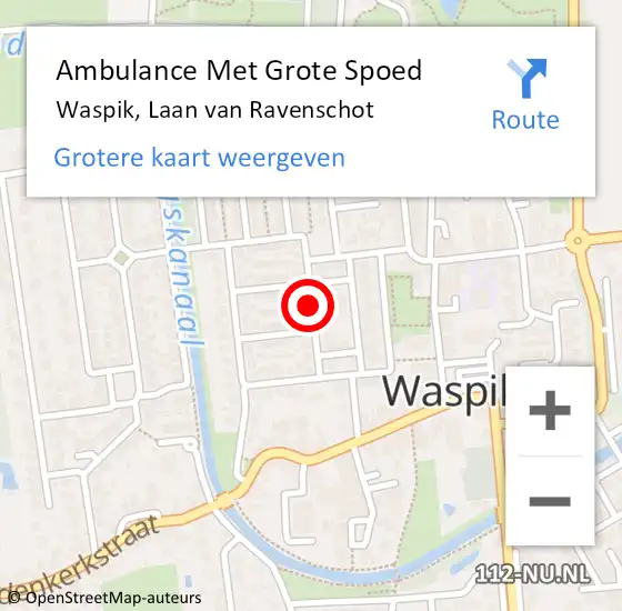 Locatie op kaart van de 112 melding: Ambulance Met Grote Spoed Naar Waspik, Laan van Ravenschot op 28 oktober 2019 10:30