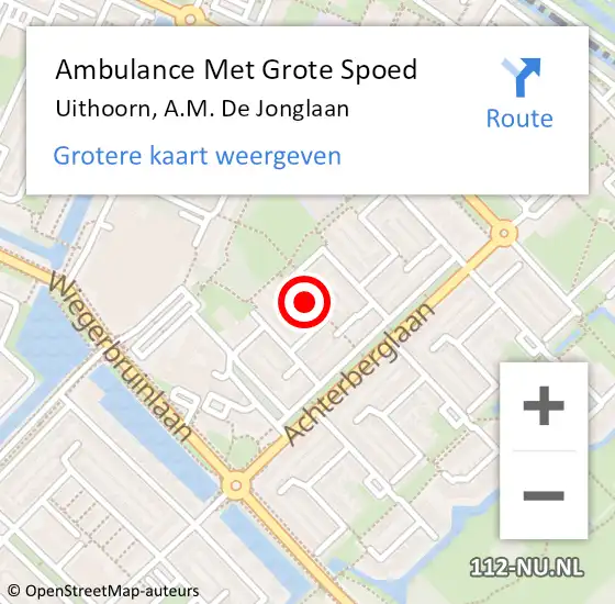 Locatie op kaart van de 112 melding: Ambulance Met Grote Spoed Naar Uithoorn, A.M. De Jonglaan op 28 oktober 2019 10:32