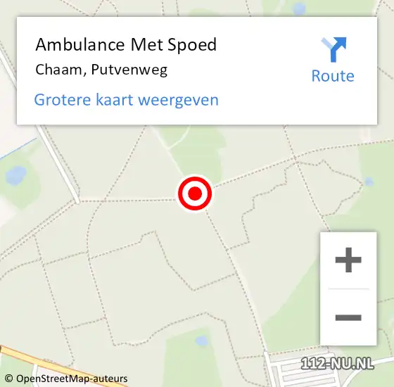 Locatie op kaart van de 112 melding: Ambulance Met Spoed Naar Chaam, Putvenweg op 28 oktober 2019 11:18