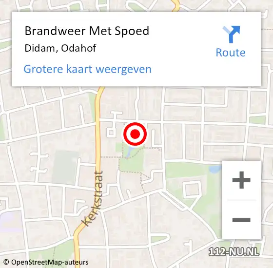 Locatie op kaart van de 112 melding: Brandweer Met Spoed Naar Didam, Odahof op 28 oktober 2019 11:19