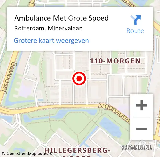 Locatie op kaart van de 112 melding: Ambulance Met Grote Spoed Naar Rotterdam, Minervalaan op 28 oktober 2019 11:38