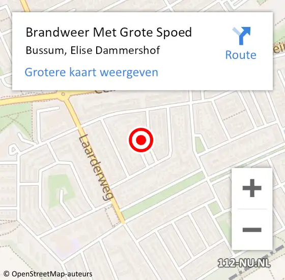 Locatie op kaart van de 112 melding: Brandweer Met Grote Spoed Naar Bussum, Elise Dammershof op 28 oktober 2019 11:57