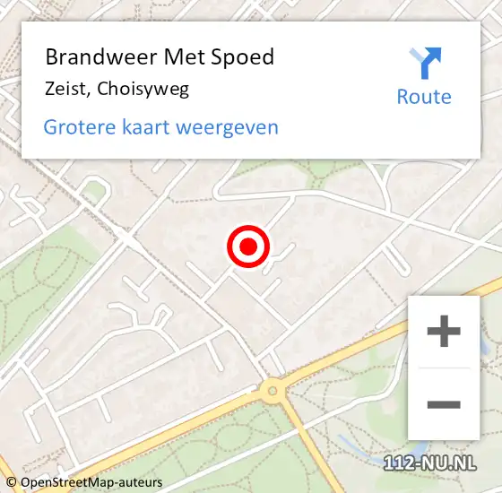 Locatie op kaart van de 112 melding: Brandweer Met Spoed Naar Zeist, Choisyweg op 28 oktober 2019 12:01