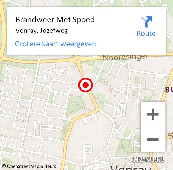 Locatie op kaart van de 112 melding: Brandweer Met Spoed Naar Venray, Jozefweg op 28 oktober 2019 12:05