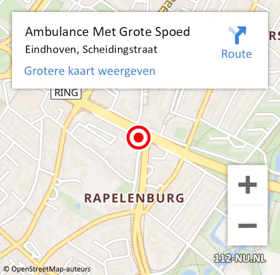 Locatie op kaart van de 112 melding: Ambulance Met Grote Spoed Naar Eindhoven, Scheidingstraat op 28 oktober 2019 12:52