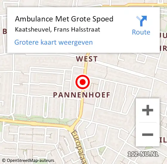 Locatie op kaart van de 112 melding: Ambulance Met Grote Spoed Naar Kaatsheuvel, Frans Halsstraat op 28 oktober 2019 13:43