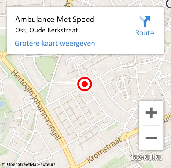 Locatie op kaart van de 112 melding: Ambulance Met Spoed Naar Oss, Oude Kerkstraat op 28 oktober 2019 14:26