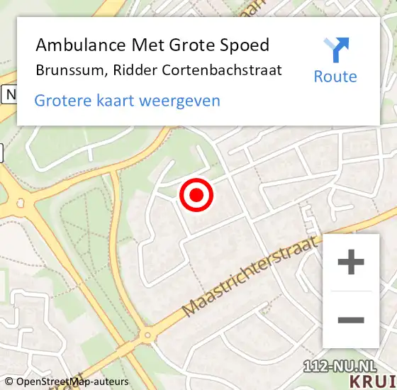 Locatie op kaart van de 112 melding: Ambulance Met Grote Spoed Naar Brunssum, Ridder Cortenbachstraat op 18 april 2014 01:10