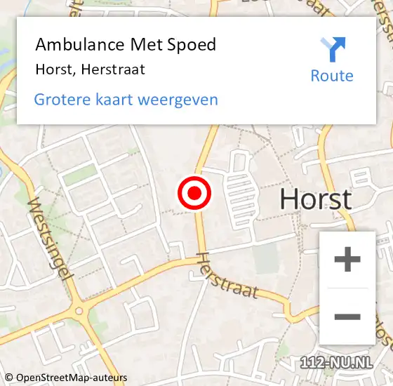 Locatie op kaart van de 112 melding: Ambulance Met Spoed Naar Horst, Herstraat op 28 oktober 2019 14:58