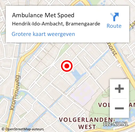 Locatie op kaart van de 112 melding: Ambulance Met Spoed Naar Hendrik-Ido-Ambacht, Bramengaarde op 28 oktober 2019 15:46
