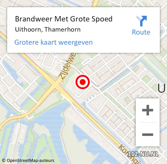 Locatie op kaart van de 112 melding: Brandweer Met Grote Spoed Naar Uithoorn, Thamerhorn op 28 oktober 2019 16:01