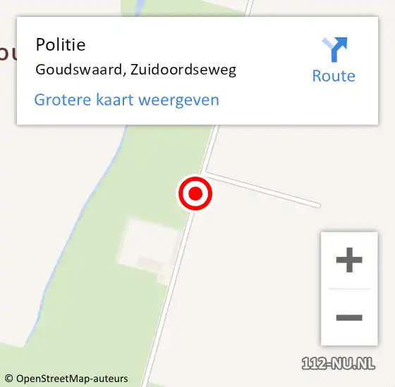 Locatie op kaart van de 112 melding: Politie Goudswaard, Zuidoordseweg op 28 oktober 2019 16:58