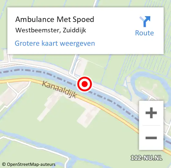 Locatie op kaart van de 112 melding: Ambulance Met Spoed Naar Westbeemster, Zuiddijk op 28 oktober 2019 19:02