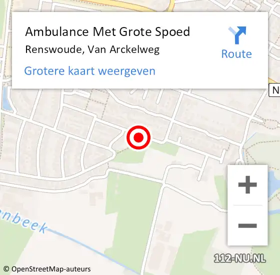 Locatie op kaart van de 112 melding: Ambulance Met Grote Spoed Naar Renswoude, Van Arckelweg op 28 oktober 2019 19:44