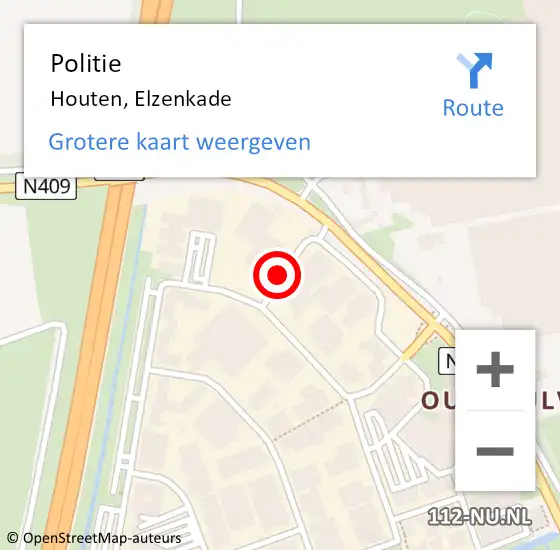 Locatie op kaart van de 112 melding: Politie Houten, Elzenkade op 28 oktober 2019 20:43