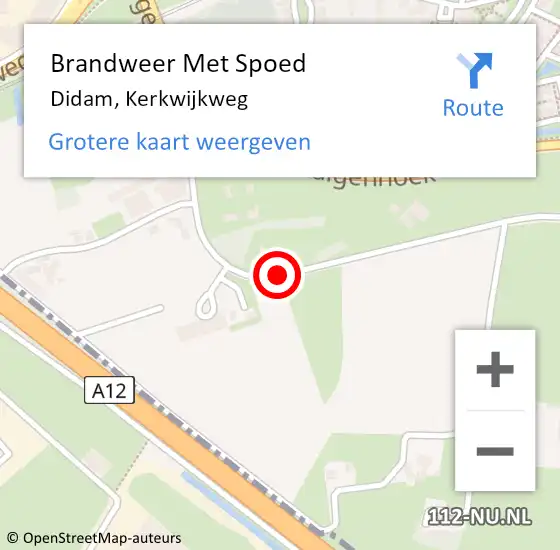 Locatie op kaart van de 112 melding: Brandweer Met Spoed Naar Didam, Kerkwijkweg op 28 oktober 2019 21:30