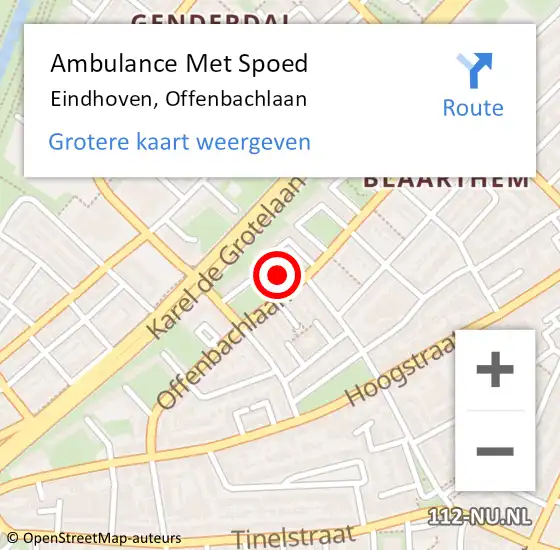 Locatie op kaart van de 112 melding: Ambulance Met Spoed Naar Eindhoven, Offenbachlaan op 29 oktober 2019 02:00