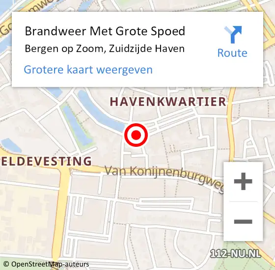 Locatie op kaart van de 112 melding: Brandweer Met Grote Spoed Naar Bergen op Zoom, Zuidzijde Haven op 29 oktober 2019 03:13