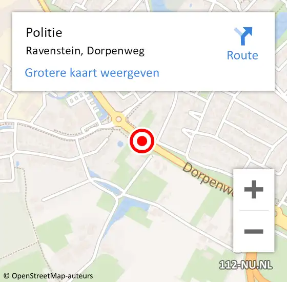 Locatie op kaart van de 112 melding: Politie Ravenstein, Dorpenweg op 29 oktober 2019 06:48