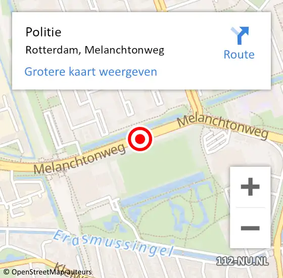 Locatie op kaart van de 112 melding: Politie Rotterdam, Melanchtonweg op 29 oktober 2019 08:22