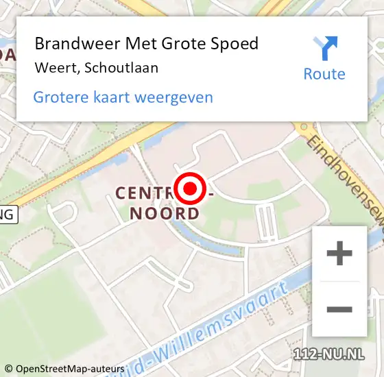 Locatie op kaart van de 112 melding: Brandweer Met Grote Spoed Naar Weert, Schoutlaan op 29 oktober 2019 09:43