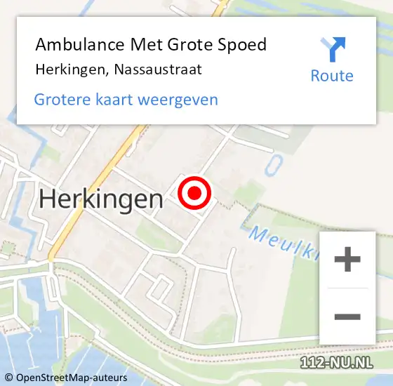 Locatie op kaart van de 112 melding: Ambulance Met Grote Spoed Naar Herkingen, Nassaustraat op 18 april 2014 04:53