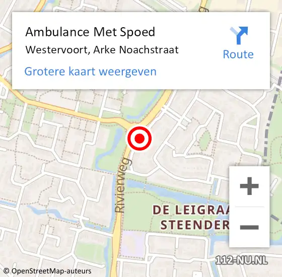 Locatie op kaart van de 112 melding: Ambulance Met Spoed Naar Westervoort, Arke Noachstraat op 29 oktober 2019 10:25