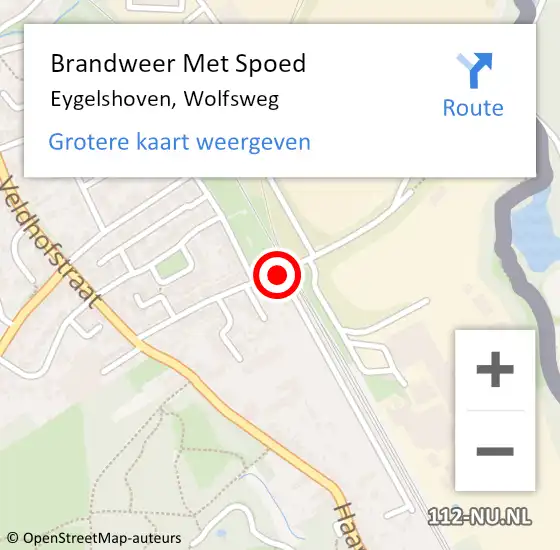 Locatie op kaart van de 112 melding: Brandweer Met Spoed Naar Eygelshoven, Wolfsweg op 29 oktober 2019 10:40
