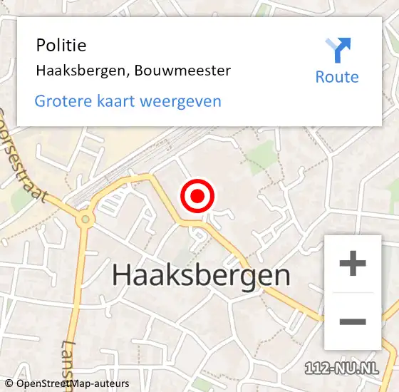 Locatie op kaart van de 112 melding: Politie Haaksbergen, Bouwmeester op 29 oktober 2019 10:58