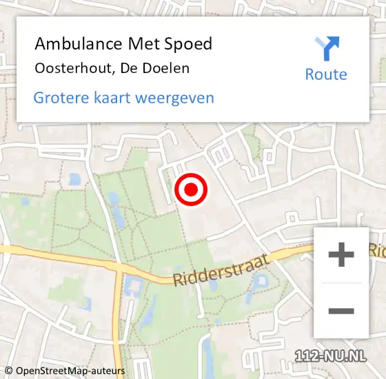 Locatie op kaart van de 112 melding: Ambulance Met Spoed Naar Oosterhout, De Doelen op 29 oktober 2019 11:38