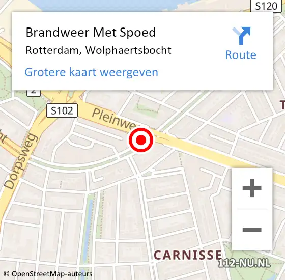 Locatie op kaart van de 112 melding: Brandweer Met Spoed Naar Rotterdam, Wolphaertsbocht op 29 oktober 2019 11:41