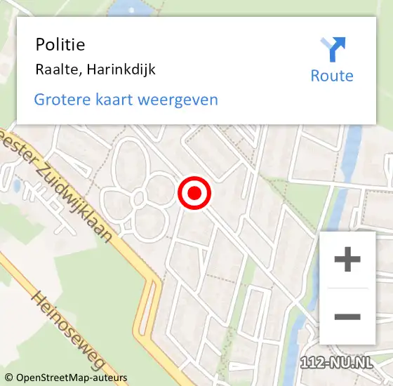 Locatie op kaart van de 112 melding: Politie Raalte, Harinkdijk op 29 oktober 2019 11:41