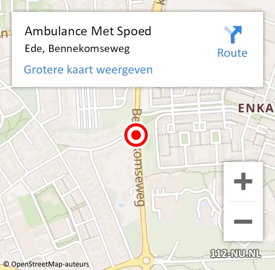 Locatie op kaart van de 112 melding: Ambulance Met Spoed Naar Ede, Bennekomseweg op 29 oktober 2019 12:03