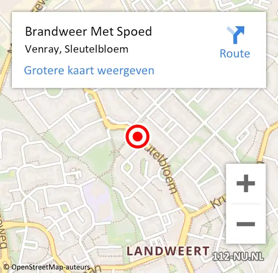 Locatie op kaart van de 112 melding: Brandweer Met Spoed Naar Venray, Sleutelbloem op 29 oktober 2019 12:22